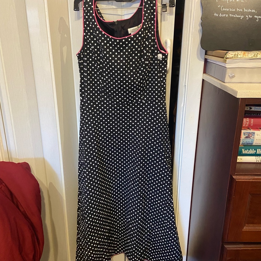 Coldwater Creek Black and White Polka Dot Maxi Dress